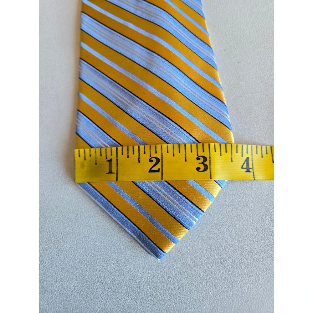 Jones New York Yellow Blue Striped Silk Tie Classic Business Preppy Mens Necktie
